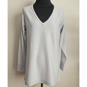 EUC SARA CAMPBELL Women's Pale Blue Cotton Cashmere blend V-Neck Sweater M